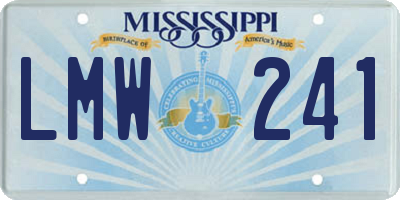 MS license plate LMW241