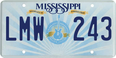 MS license plate LMW243