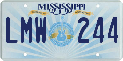 MS license plate LMW244