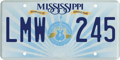 MS license plate LMW245