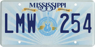 MS license plate LMW254
