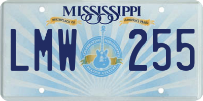 MS license plate LMW255