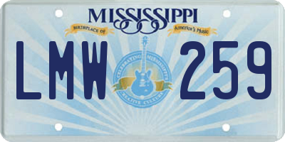 MS license plate LMW259