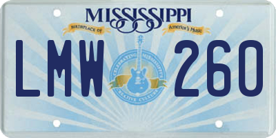 MS license plate LMW260