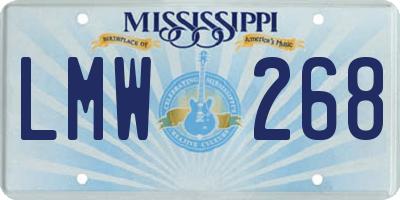 MS license plate LMW268