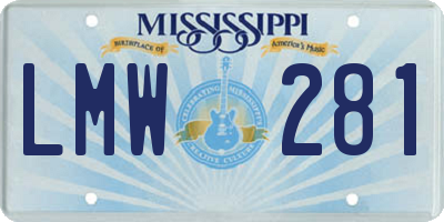 MS license plate LMW281