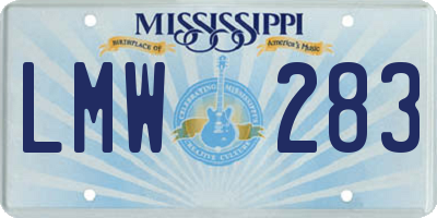 MS license plate LMW283