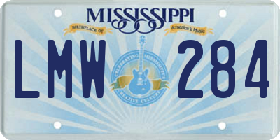 MS license plate LMW284