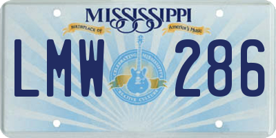 MS license plate LMW286