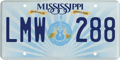 MS license plate LMW288