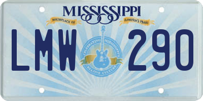 MS license plate LMW290