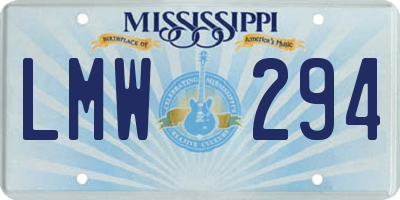 MS license plate LMW294