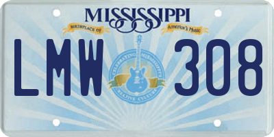 MS license plate LMW308
