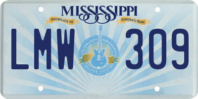 MS license plate LMW309