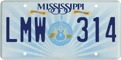 MS license plate LMW314