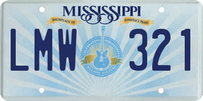 MS license plate LMW321