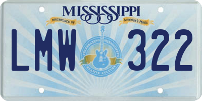 MS license plate LMW322
