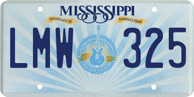 MS license plate LMW325