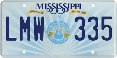 MS license plate LMW335