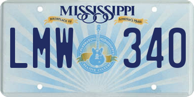 MS license plate LMW340