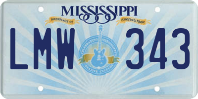 MS license plate LMW343