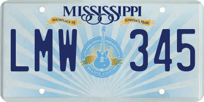 MS license plate LMW345