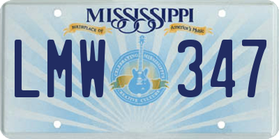 MS license plate LMW347