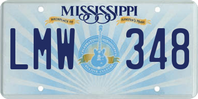 MS license plate LMW348