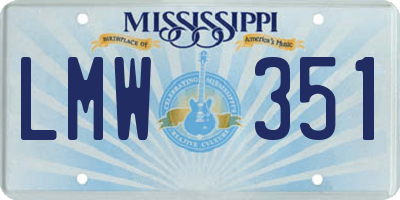 MS license plate LMW351