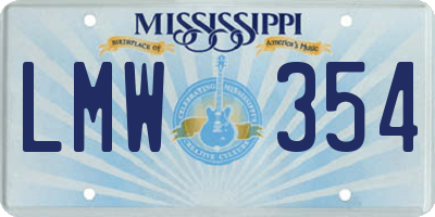 MS license plate LMW354