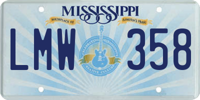MS license plate LMW358