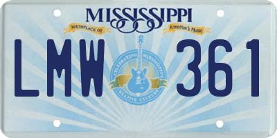 MS license plate LMW361