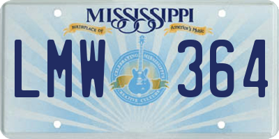 MS license plate LMW364