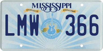 MS license plate LMW366