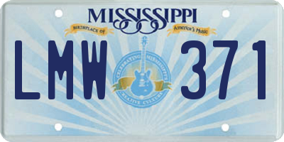 MS license plate LMW371