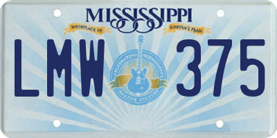 MS license plate LMW375