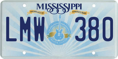 MS license plate LMW380