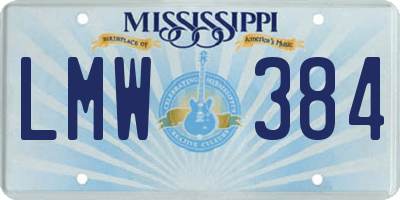 MS license plate LMW384
