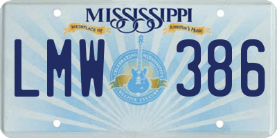 MS license plate LMW386