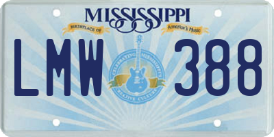 MS license plate LMW388