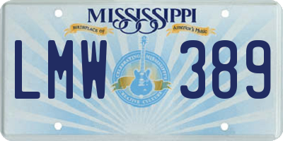 MS license plate LMW389