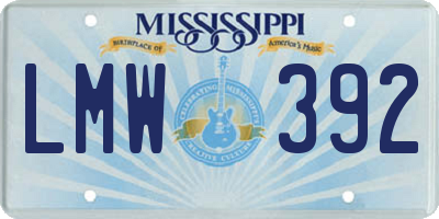 MS license plate LMW392