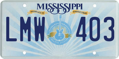 MS license plate LMW403