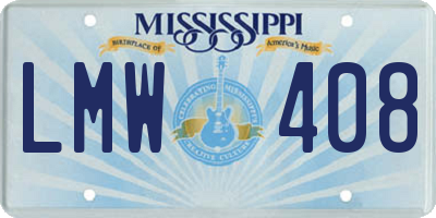 MS license plate LMW408