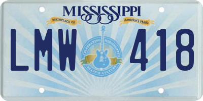 MS license plate LMW418