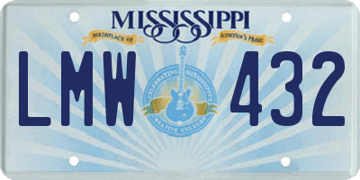 MS license plate LMW432