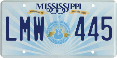 MS license plate LMW445