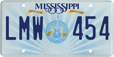 MS license plate LMW454