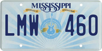 MS license plate LMW460