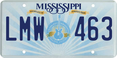 MS license plate LMW463